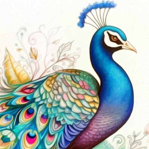 20x30 Peacock Bird Watercolor Oil Painting Fantasy‎ Art Poster - Picture 6 of 7